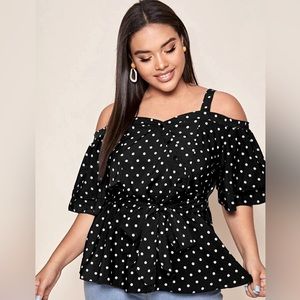 Cold Shoulder Belted Blouse